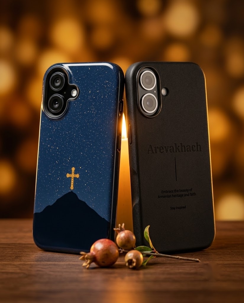 Two NRAN phone cases side by side in candlelight
