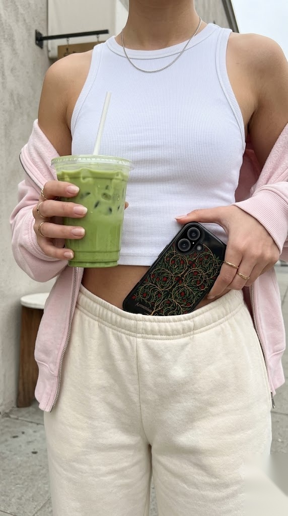 Street style with matcha and the NRAN Armenian Diaspora phone case